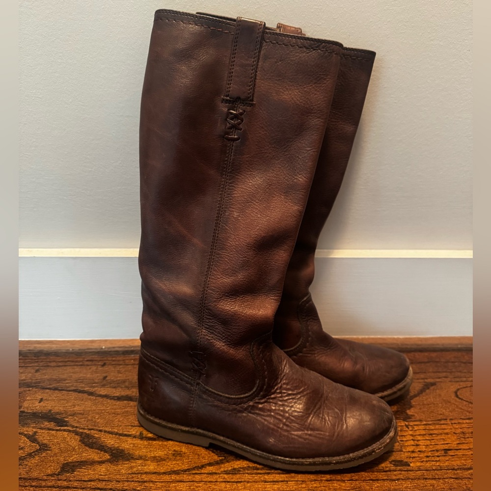 Frye Brown Leather Tall Riding Boots